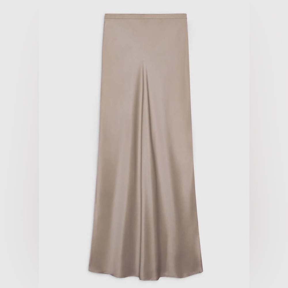 Anine Bing Bar Silk Maxi Skirt Taupe Large $400 - Picture 3 of 5